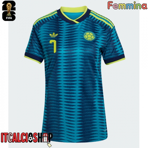Colombia Luis Diaz #7 Seconda Maglia Femmina Mondiali 2026 Manica Corta